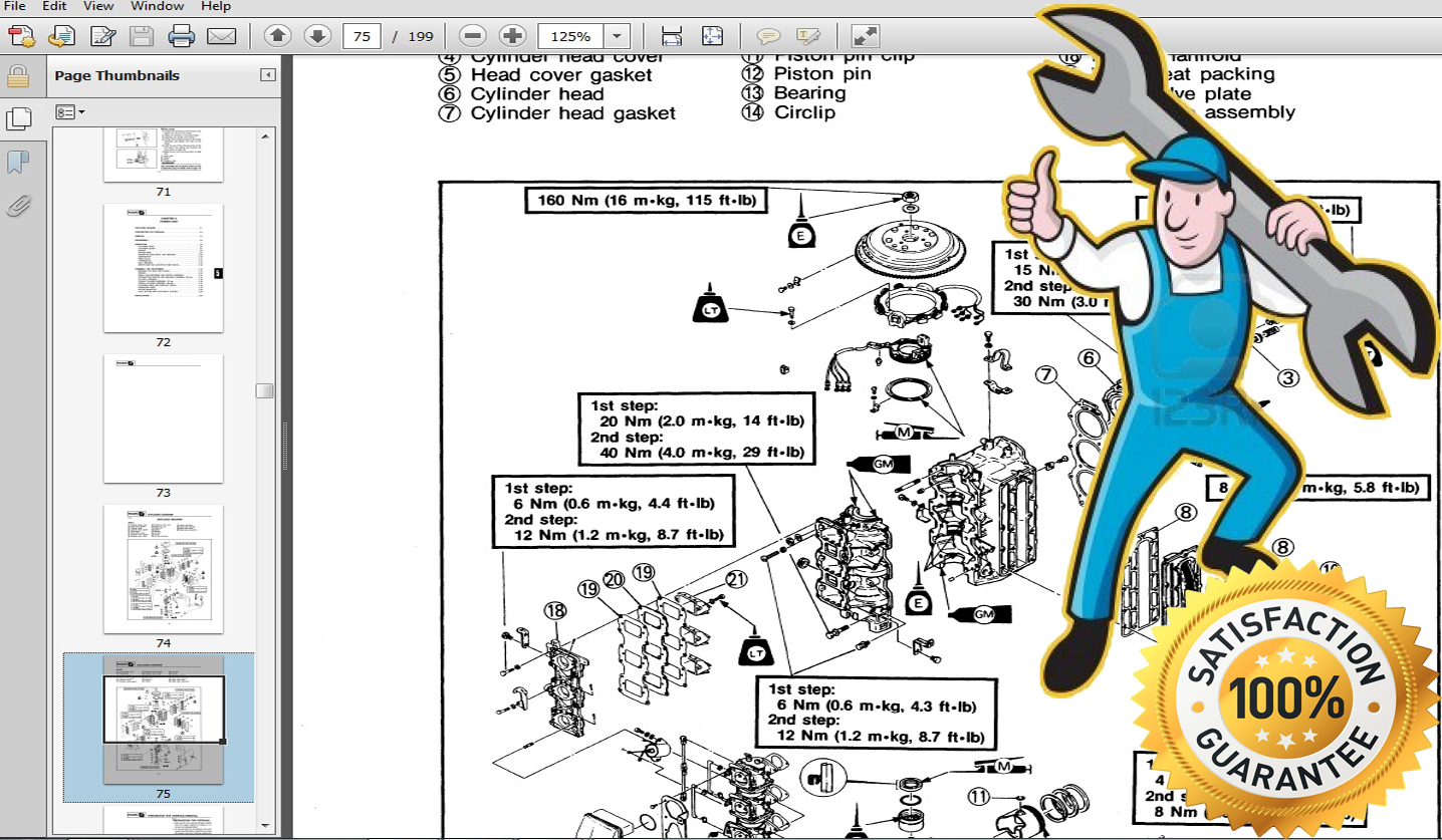 Thumbnail 1984 Yamaha 200 HP outboard service repair manual service repair manual