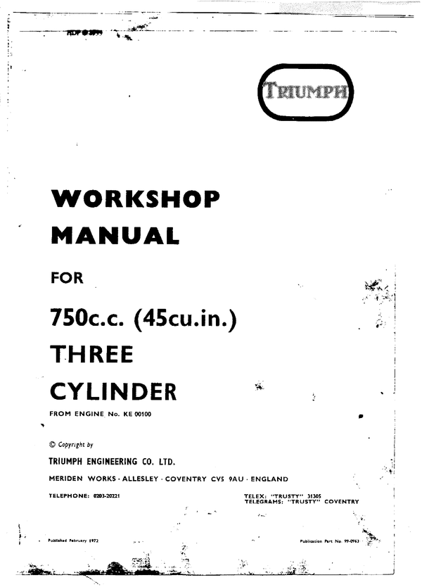 Product picture Triumph trident motorcycle T150 1972 shop service manual